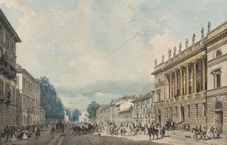 Giovanni Migliara - Corso di Porta Orientale con il Palazzo Rocca Saporiti