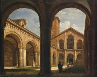 Giovanni Migliara - Milano, il cortile di Sant\'Ambrogio