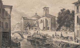 Giovanni Migliara - Milano, Via Fatebenefratelli con la Chiesa di San Marco