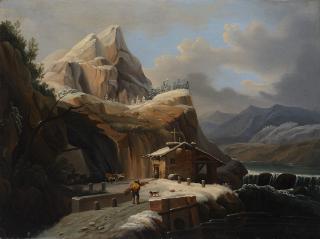 Giovanni Migliara - Scorcio di montagna sotto la neve
