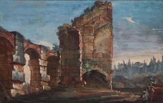 Giovanni Niccolo Servandoni - Les Ruines D\'Un Aqueduc Dans La Campagne Romaine, Avec Des Figures Au Premier Plan