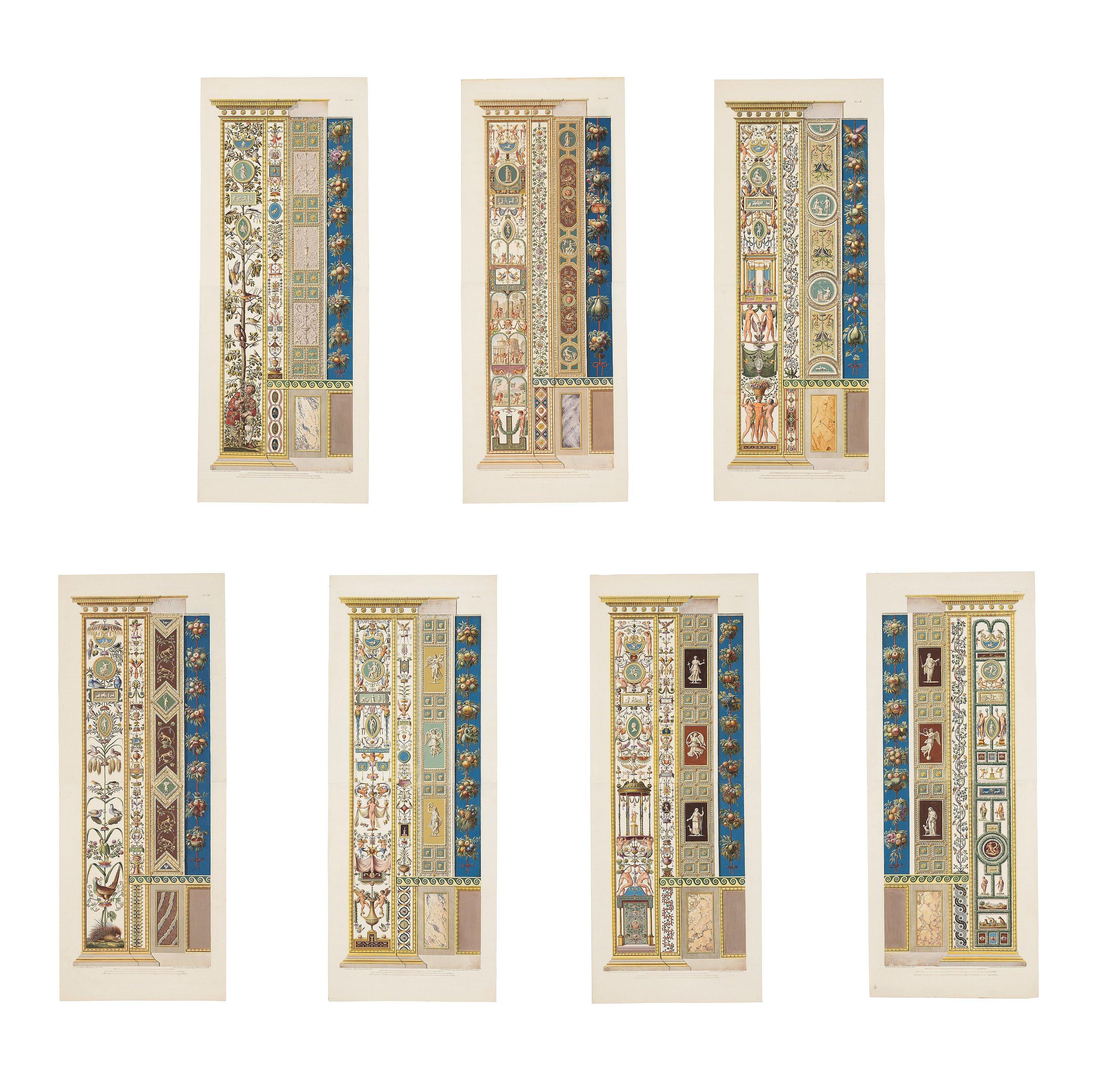 Giovanni Ottaviani - Seven wall sections / pilasters in the Raphael Loggias in the Vatican.