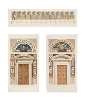 Giovanni Ottaviani - Two doorways and a vertical section from the Raphael Loggias in the Vatican.