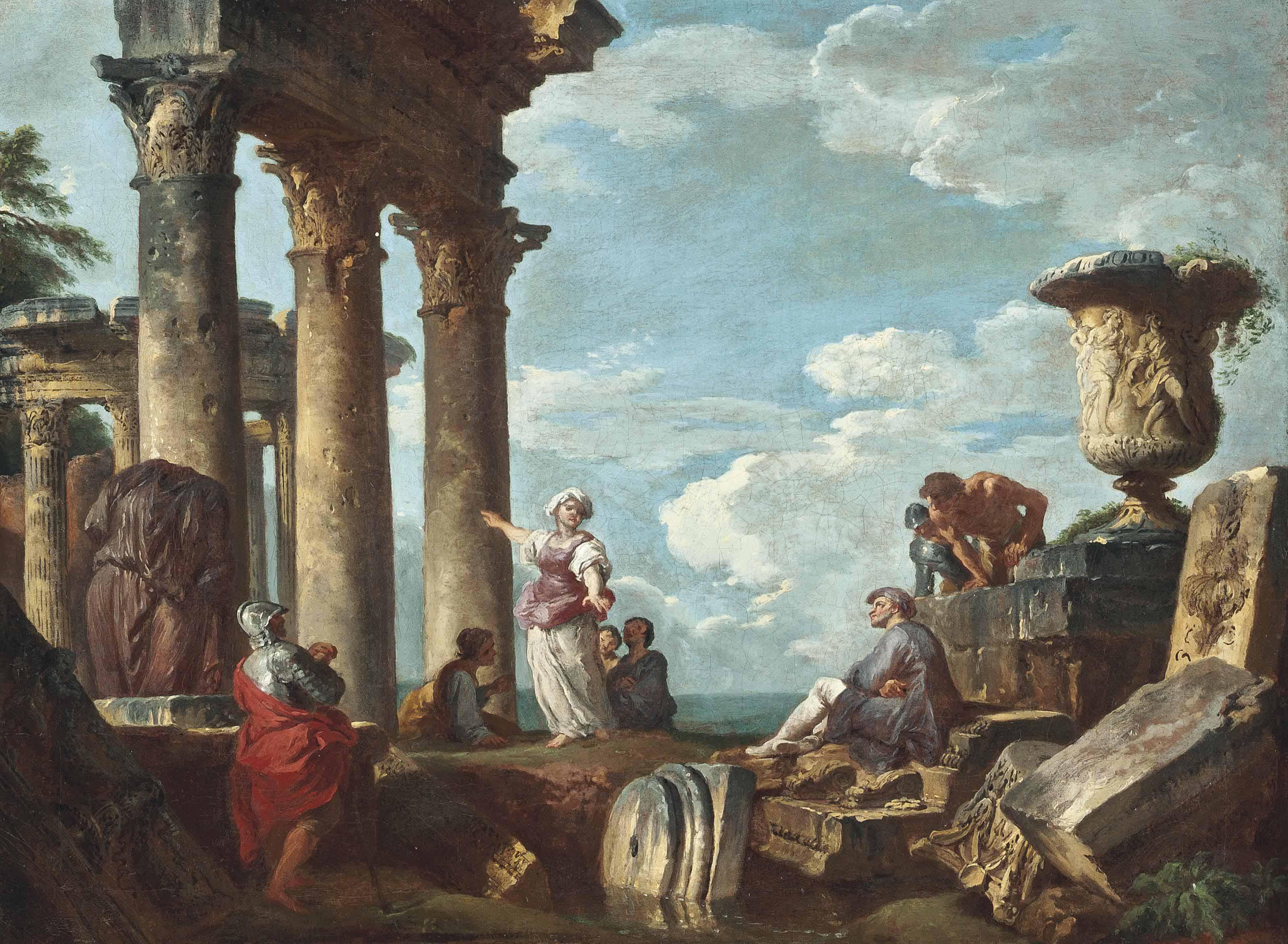 Giovanni Paolo Panini - An architectural capriccio with a Sibyl preaching
