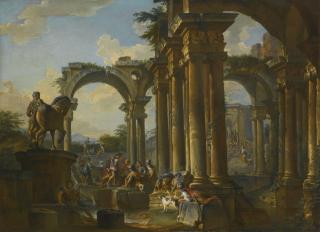 Giovanni Paolo Panini - Architectural Capriccio With Figures