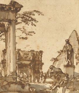 Giovanni Paolo Panini - Un Capriccio Romain Avec la Pyramide de Caïus Sextius, L\'Arc de Constantin Et Le Temple de Saturne