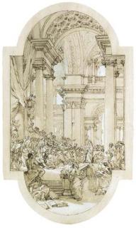 Giovanni Paolo Pannini - Christ preaching to the Elders: Design for a compartment