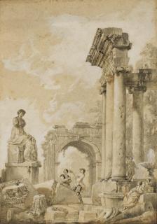 Giovanni Paolo Pannini - Personnages dans des ruines romaines