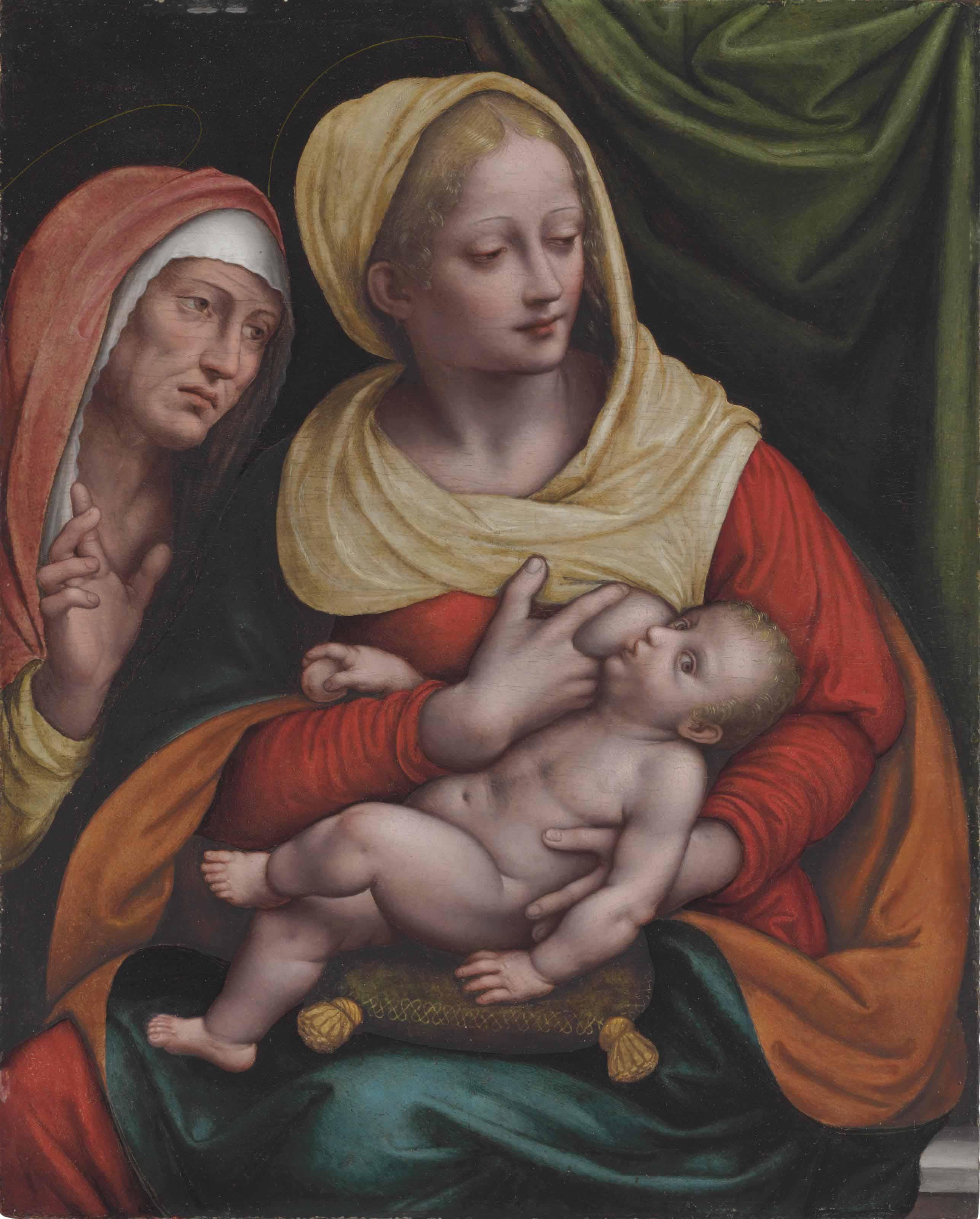 Giovanni Pietro Rizzoli - The Madonna Nursing The Christ Child With Saint Anne