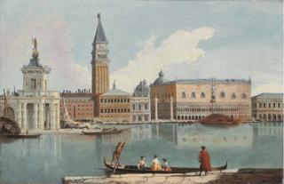 Giovanni Richter - The Doge\'s Palace, Venice, with the Dogana and the Molo, from the Giudecca