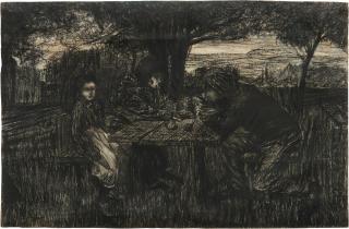 Giovanni Segantini - Piccola compagnia in giardino
