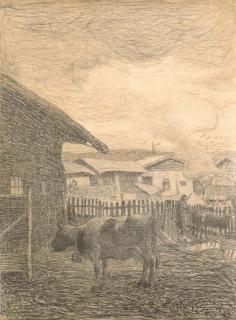 Giovanni Segantini - Vacca nel cortile, 1892