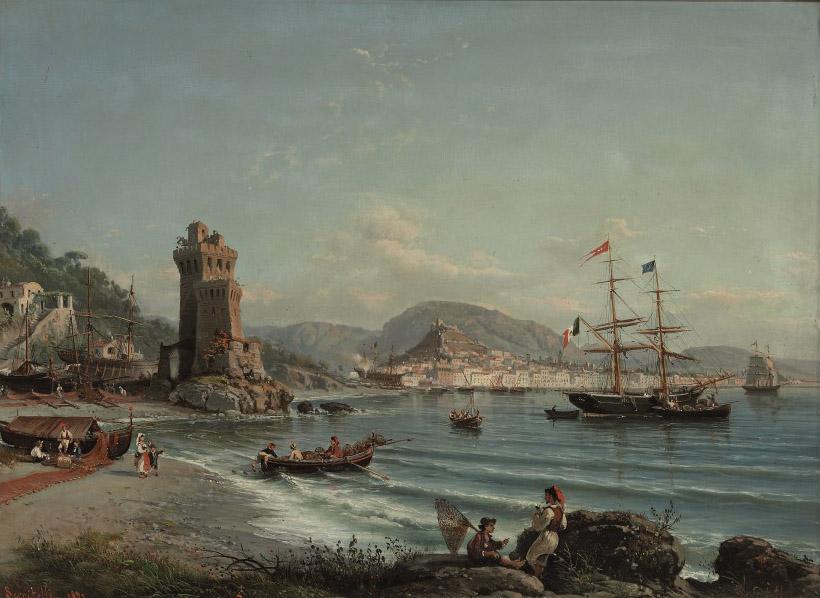 Giovanni Serritelli - An Italian brig and a Greek barque anchored off the Neapolitan coast