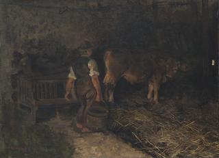 Giovanni Sottocornola - Interno di stalla