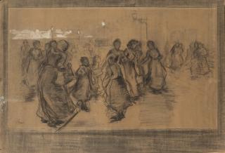 Giovanni Sottocornola - L\'uscita delle operaie dallo stabilimento Pirelli. Studio