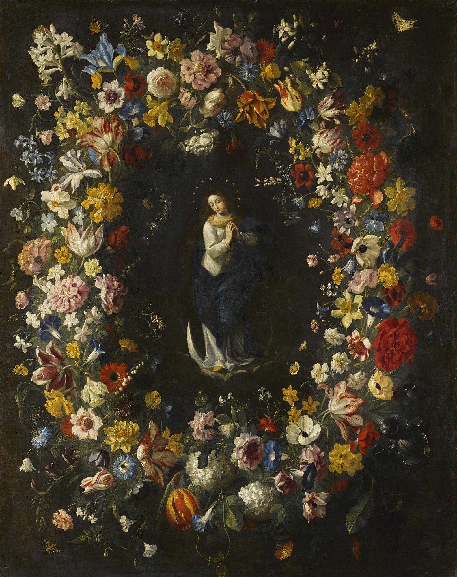 Giovanni Stanchi - A Garland Of Flowers With The Immaculate Conception