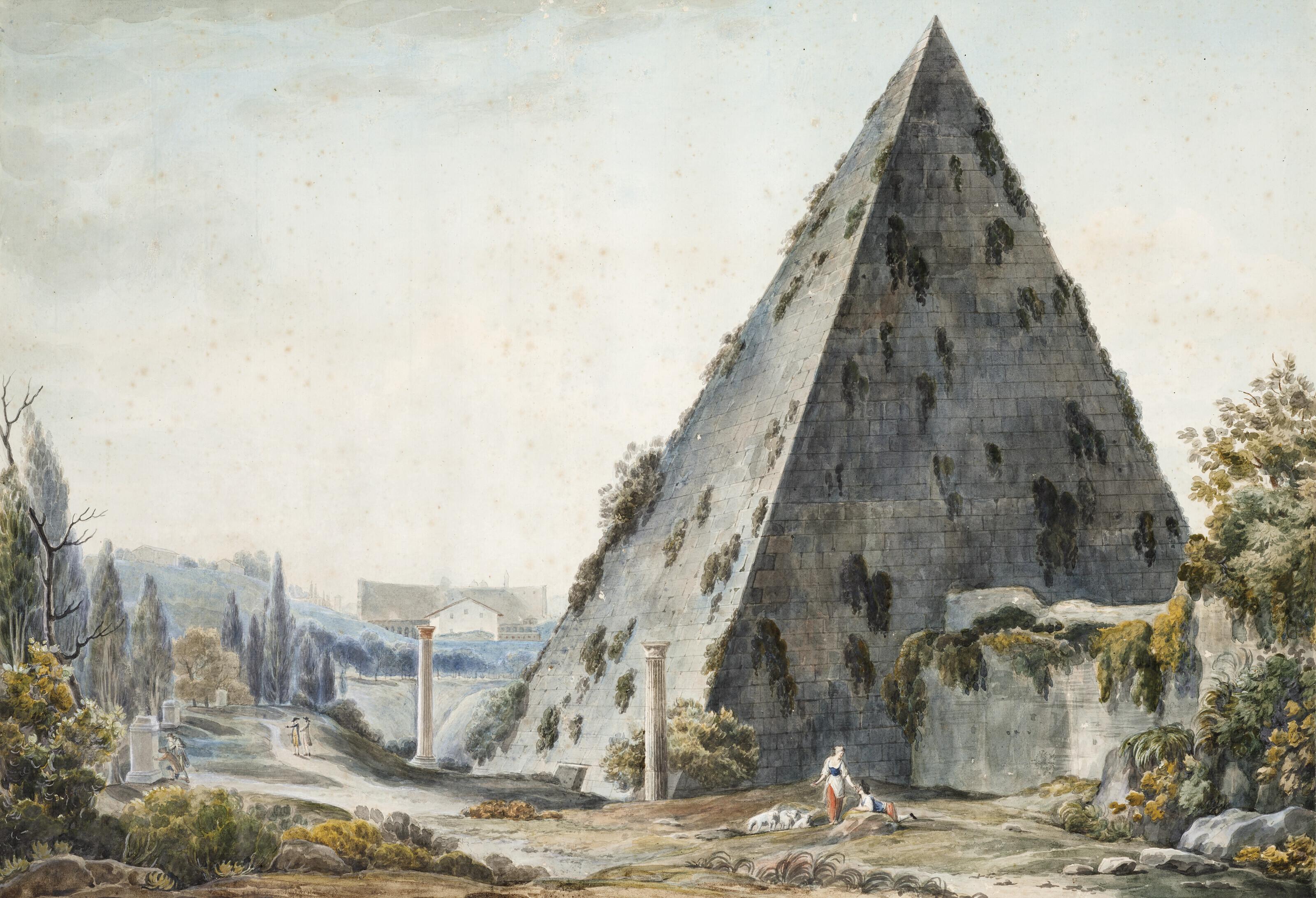 Giovanni Volpato - Vue De La Pyramide De Cestius À Rome