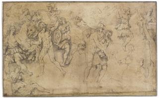 Girolamo Da Carpi - Combat Of Greeks And Amazons With Achilles And Penthesilea