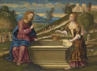 Girolamo Da Santacroce - Christ And The Woman Of Samaria