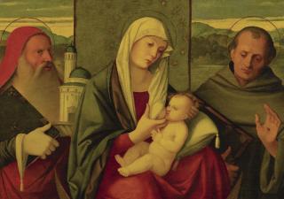 Girolamo Da Santacroce - Madonna And Child With St. Jerome And St. Francis