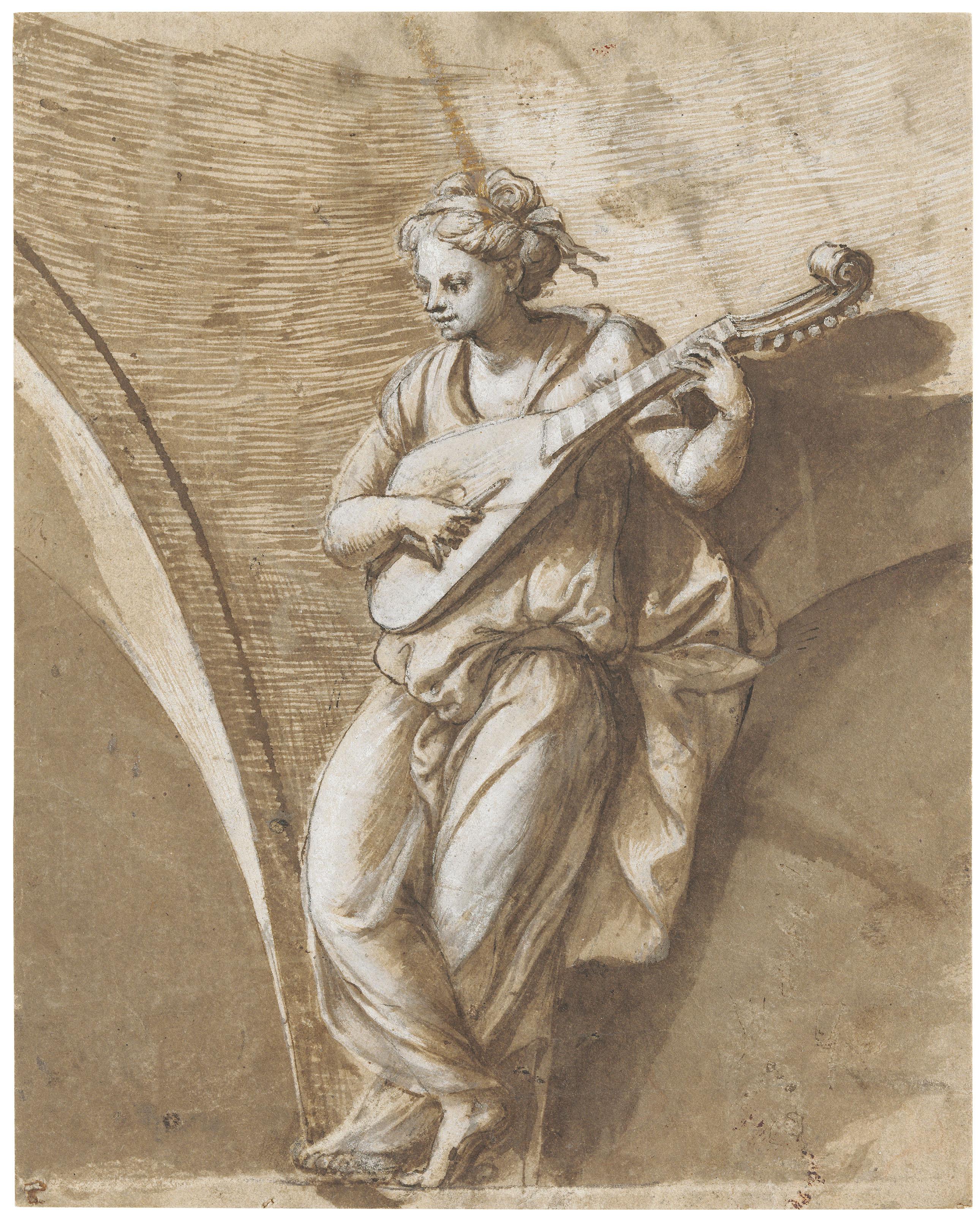 Girolamo Da Treviso The Younger - A woman playing a cittern
