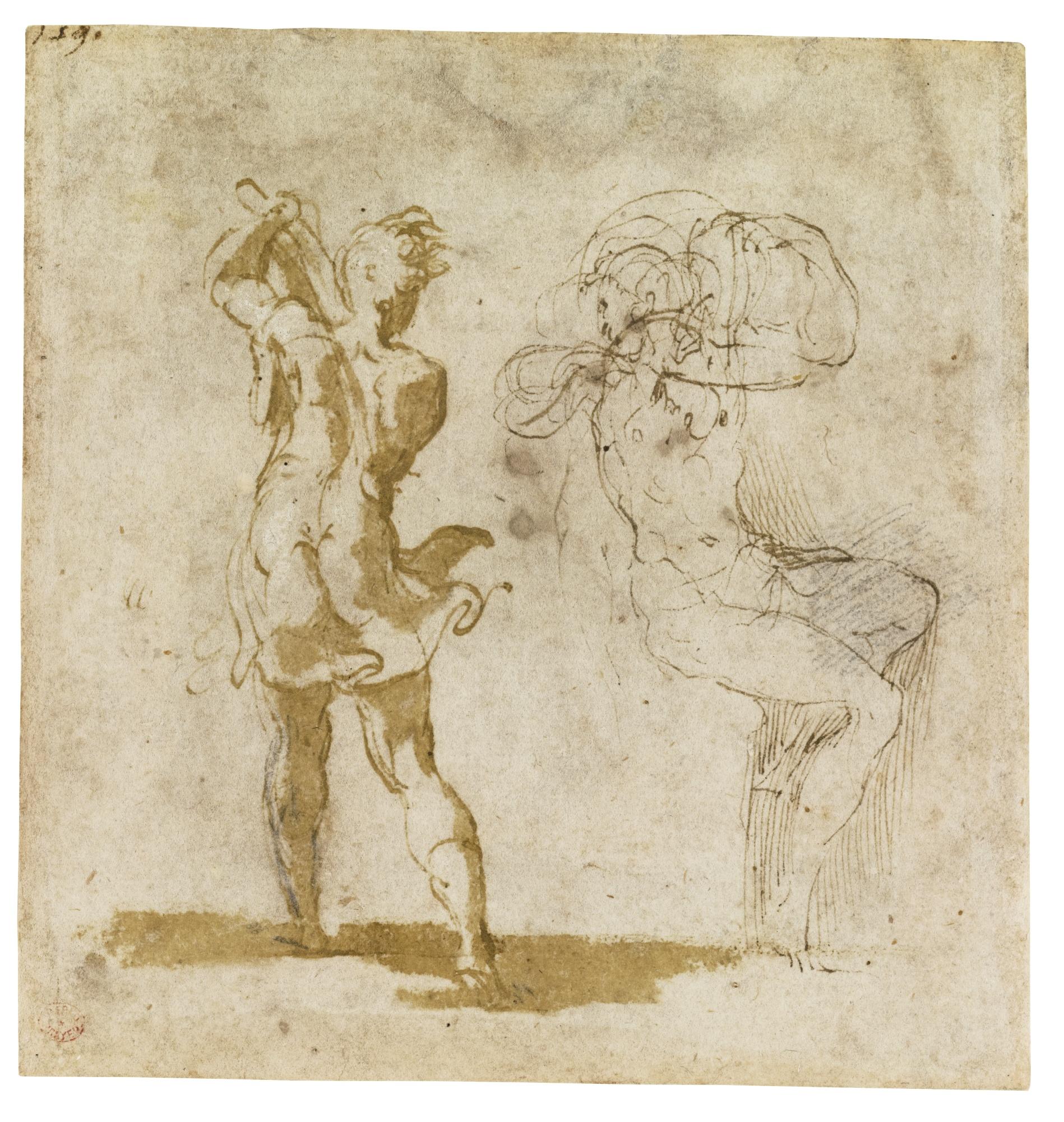 Girolamo Francesco Maria Mazzola - Recto: Studies Of An Executioner And A Seated Figure; Verso: A Fragment Of Figure Studies, After Raphael