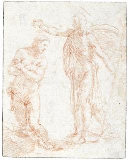 Girolamo Francesco Maria Mazzola - Recto: The Baptism Of Christ Verso: Study Of Sarcophagi