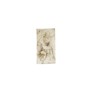 Girolamo Francesco Maria Mazzola - Seated Male Nude In Profile To The Right And A Seated Female Nude Seen From The Front, Four Other Figures Beyond