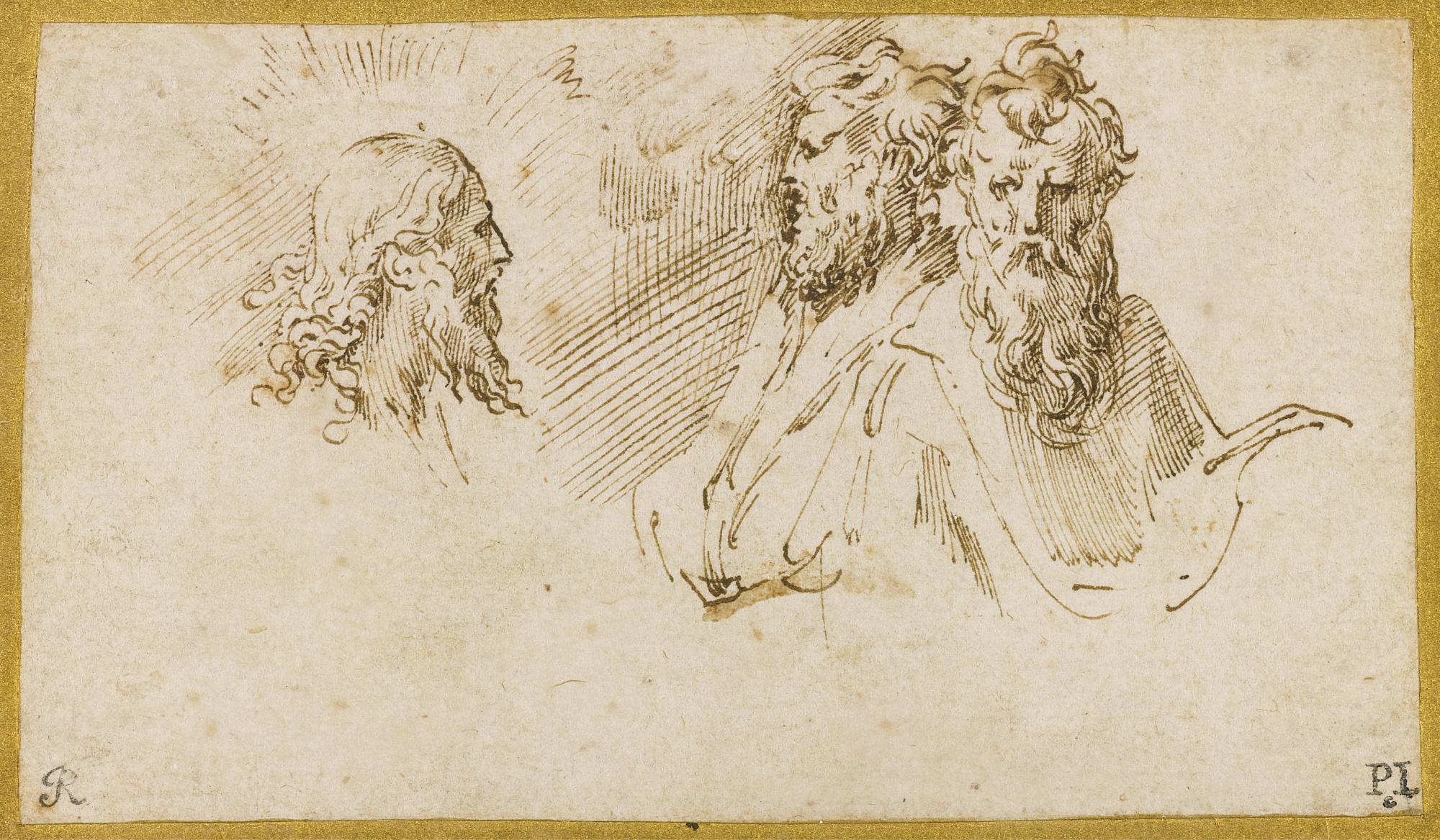 Girolamo Francesco Maria Mazzola - Studies Of The Head Of Christ, And Two Apostles