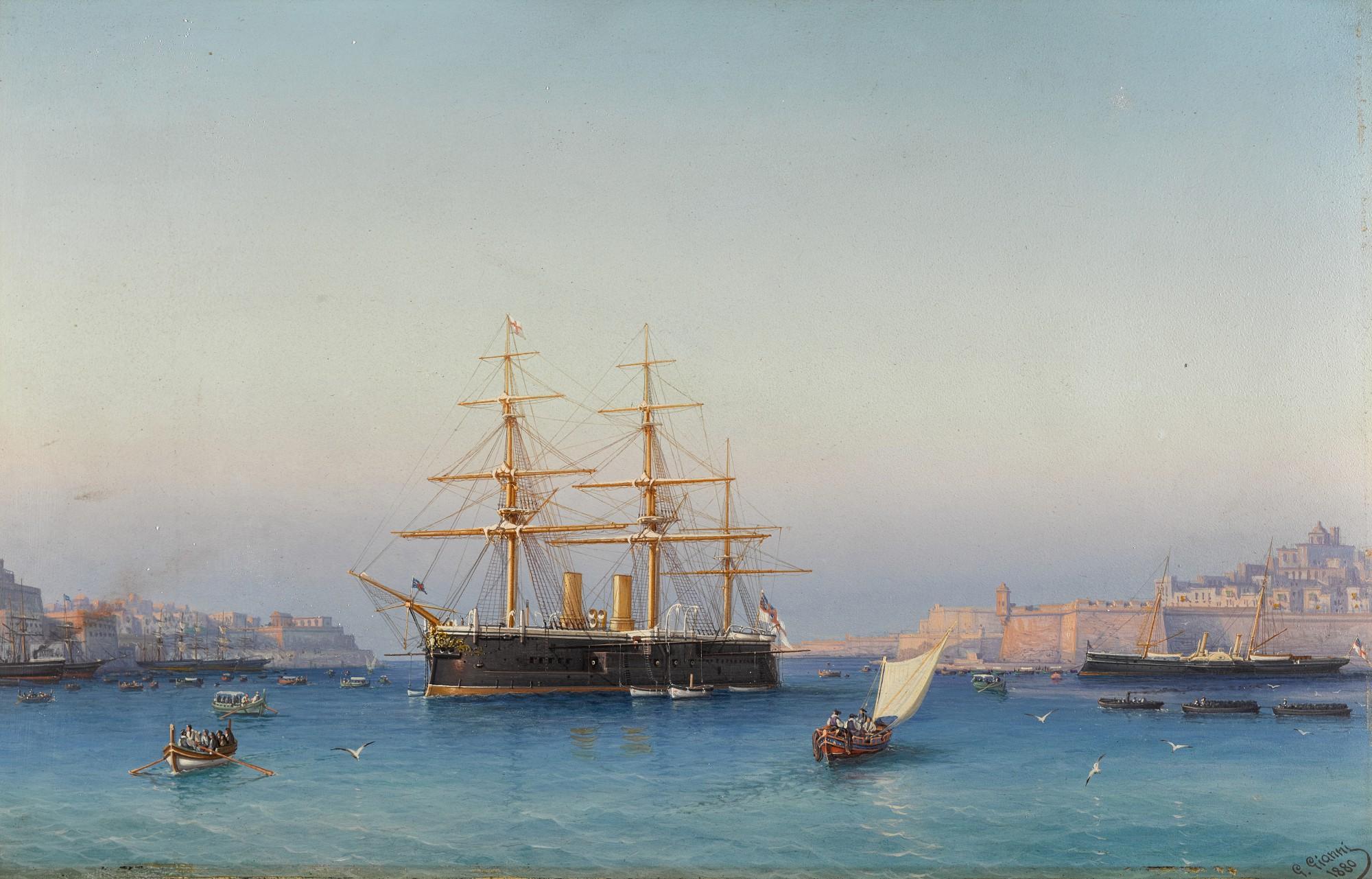Girolamo Gianni - HMS Alexandra in the Grand Harbour of Valletta, Malta