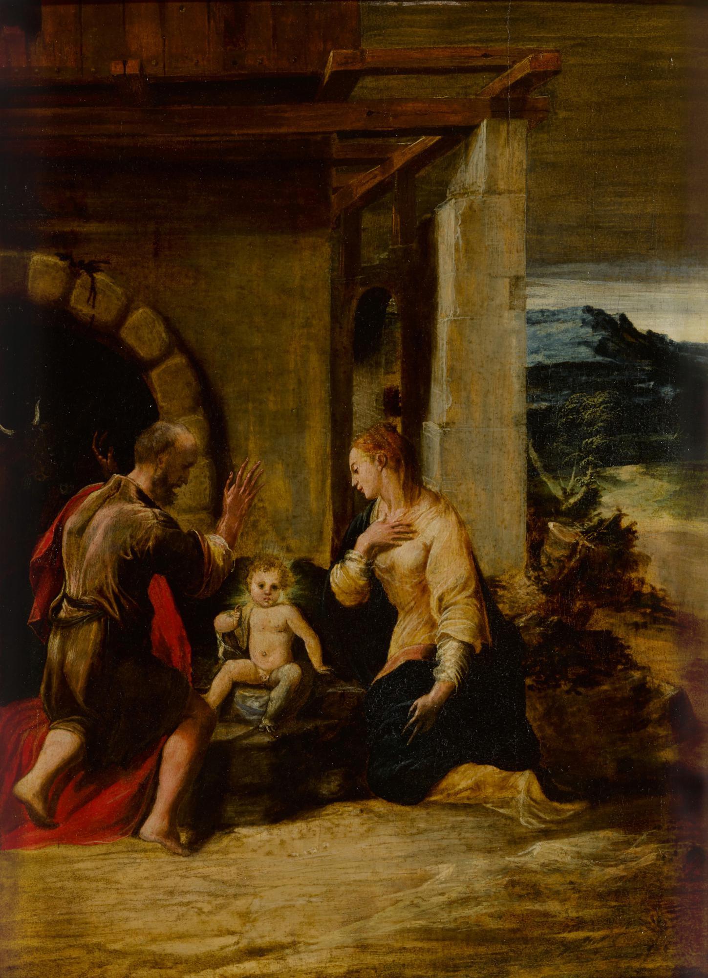 Girolamo Mazzola Bedoli - The Holy Family in a landscape