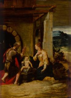 Girolamo Mazzola Bedoli - The Holy Family in a landscape