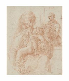 Girolamo Mazzola Bedoli - The Virgin Mary with the Christ Child with a monk behind