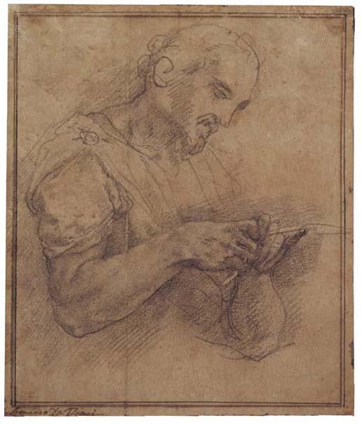 Girolamo Muziano - Saint Matthieu (?) taillant une plume