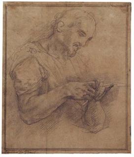 Girolamo Muziano - Saint Matthieu (?) taillant une plume