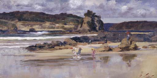 Girolamo Pieri Balati Nerli - Beach Scene, Children Paddling