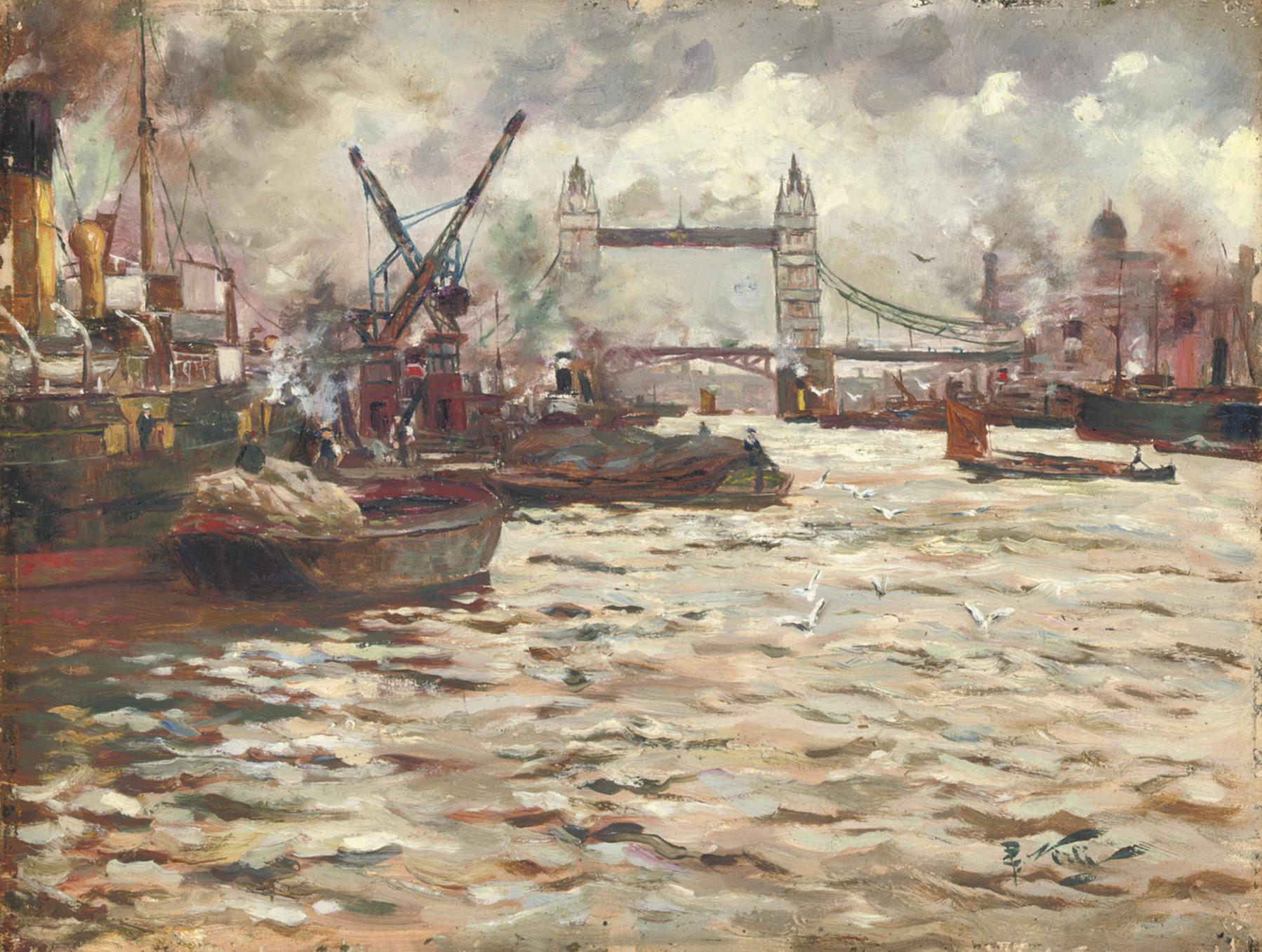 Girolamo Pieri Ballati Nerli - Tower Bridge from the Thames, London