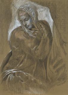 Giuliano Vangi - Lot comprising five mixed media on paper. All signed and dated 1991 (cm 70x50, cm 50,5x48,9, cm 70x50, cm 70x50, cm 70x50) (5)