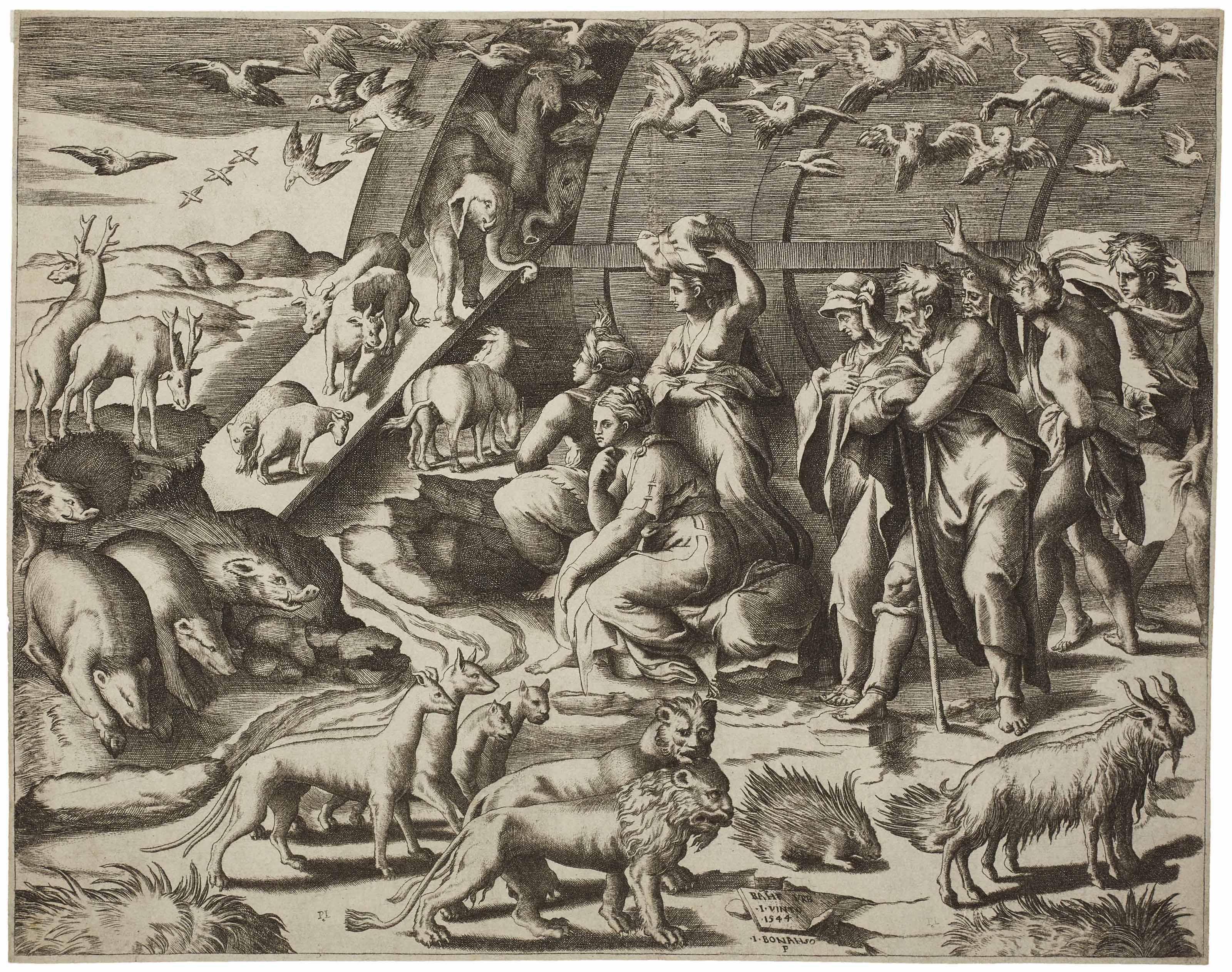 Giulio Bonasone - Noah And The Animals Leaving The Ark