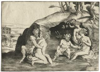 Giulio Bonasone - Nymphs and Satyrs bathing