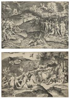 Giulio Bonasone - Two Engravings of Mythological Scenes