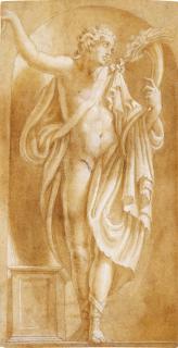 Giulio Campi - A Statue Of Apollo In A Niche