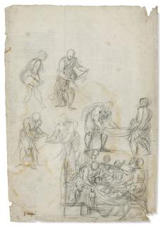 Giulio Campi - Studies for an Entombment (recto and verso)