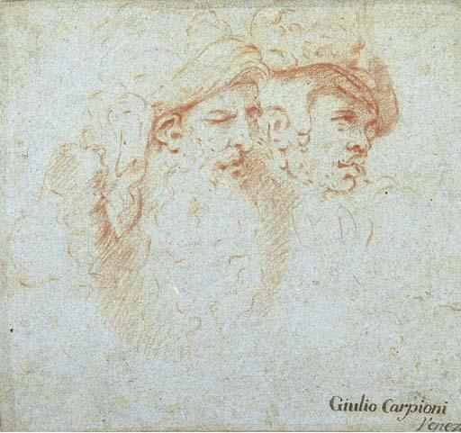 Giulio Carpioni - Deux têtes regardant vers la droite