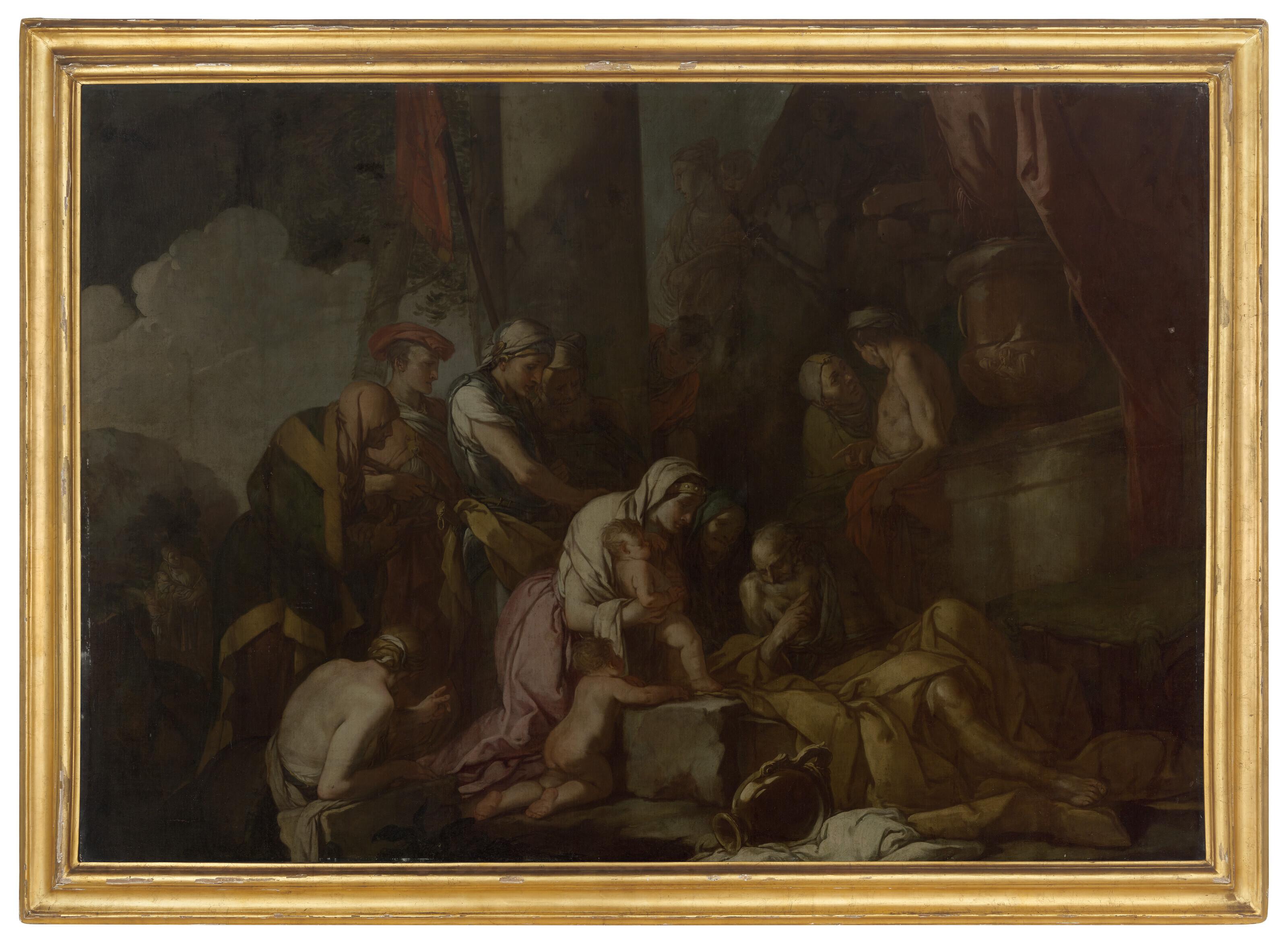 Giulio Carpioni - Liriope bringing Narcissus before Tiresias