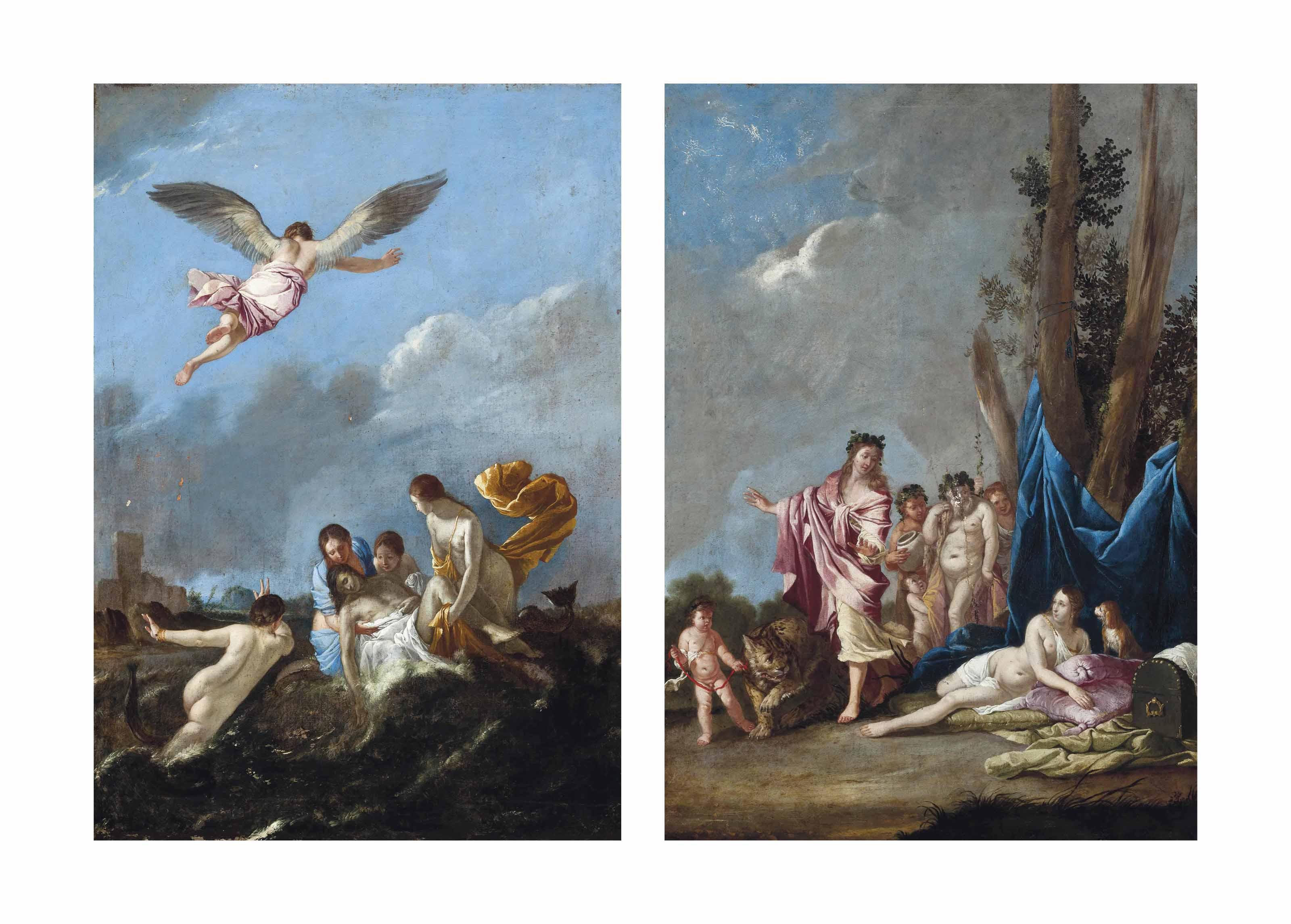 Giulio Carpioni - The Death Of Leander; And Bacchus And Ariadne