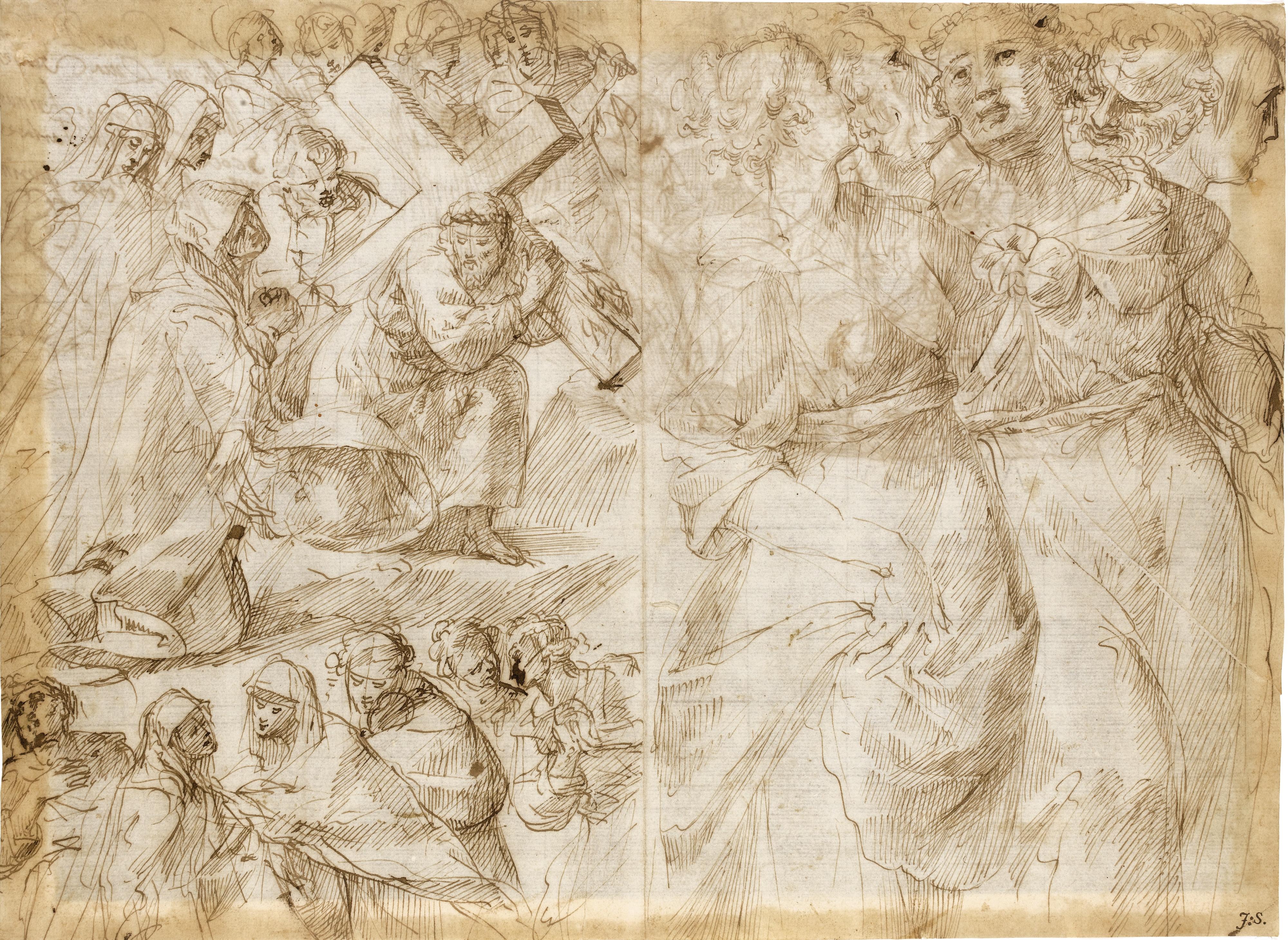 Giulio Cesare Procaccini - Recto: Christ On The Way To Calvary And Another Group Of Figures; Verso: The Entombment
