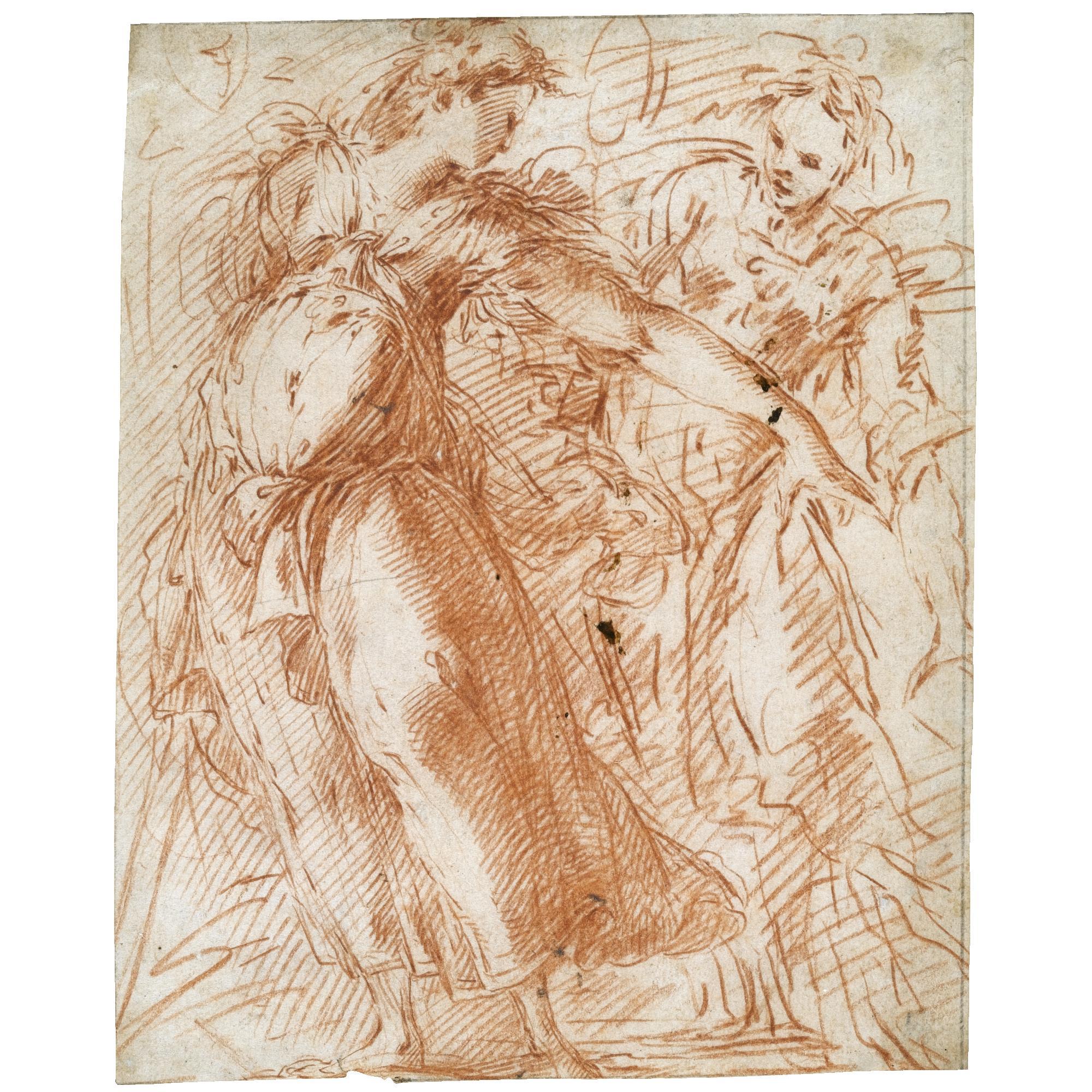 Giulio Cesare Procaccini - Recto: Judith And Her Maid; Verso: A Sketch Of A Head Of A Bearded Man In Profile