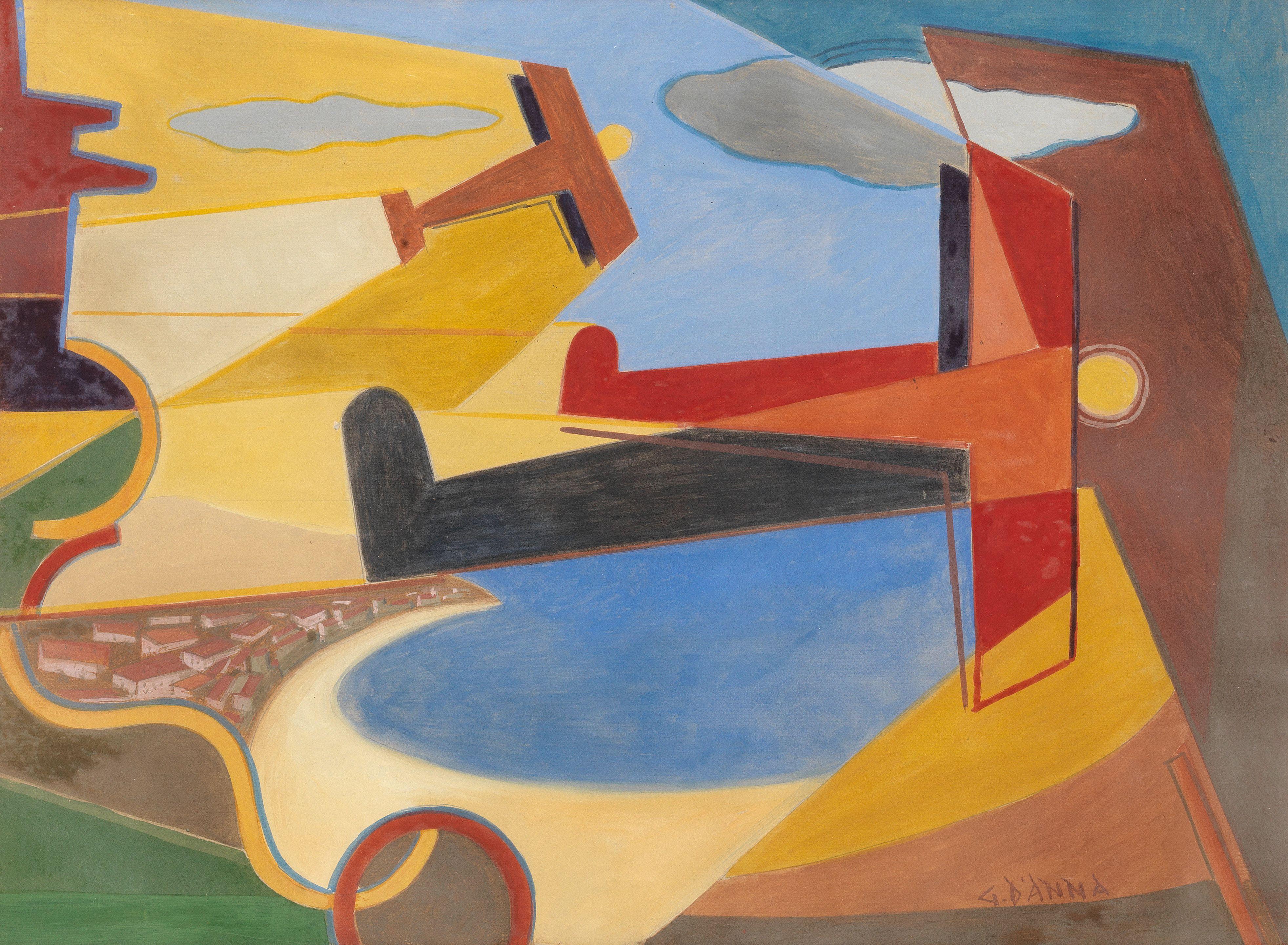 Giulio D\'Anna - Aerei Caproni in virata + paesaggio