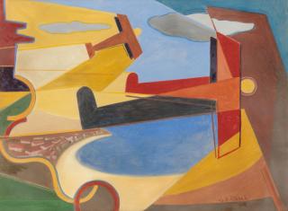 Giulio D\'Anna - Aerei Caproni in virata + paesaggio